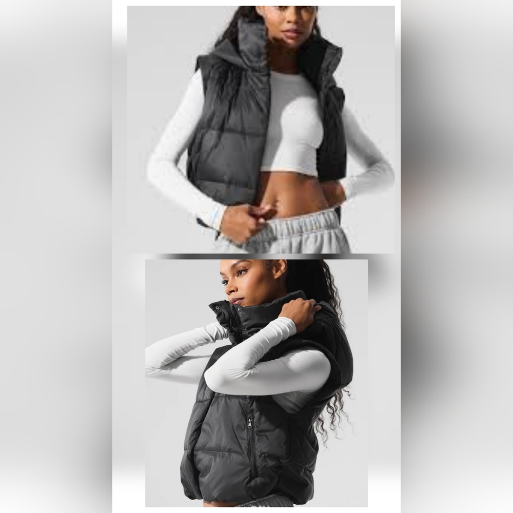 Alo Yoga Gold Rush Puffer Vest in Black sz MEDIUM